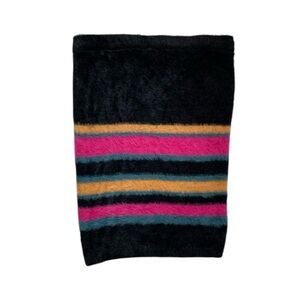 Almost Famous colorful striped Black fuzzy knee length Skirt